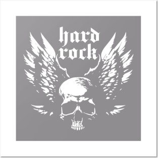 hard rock skull with wings Posters and Art